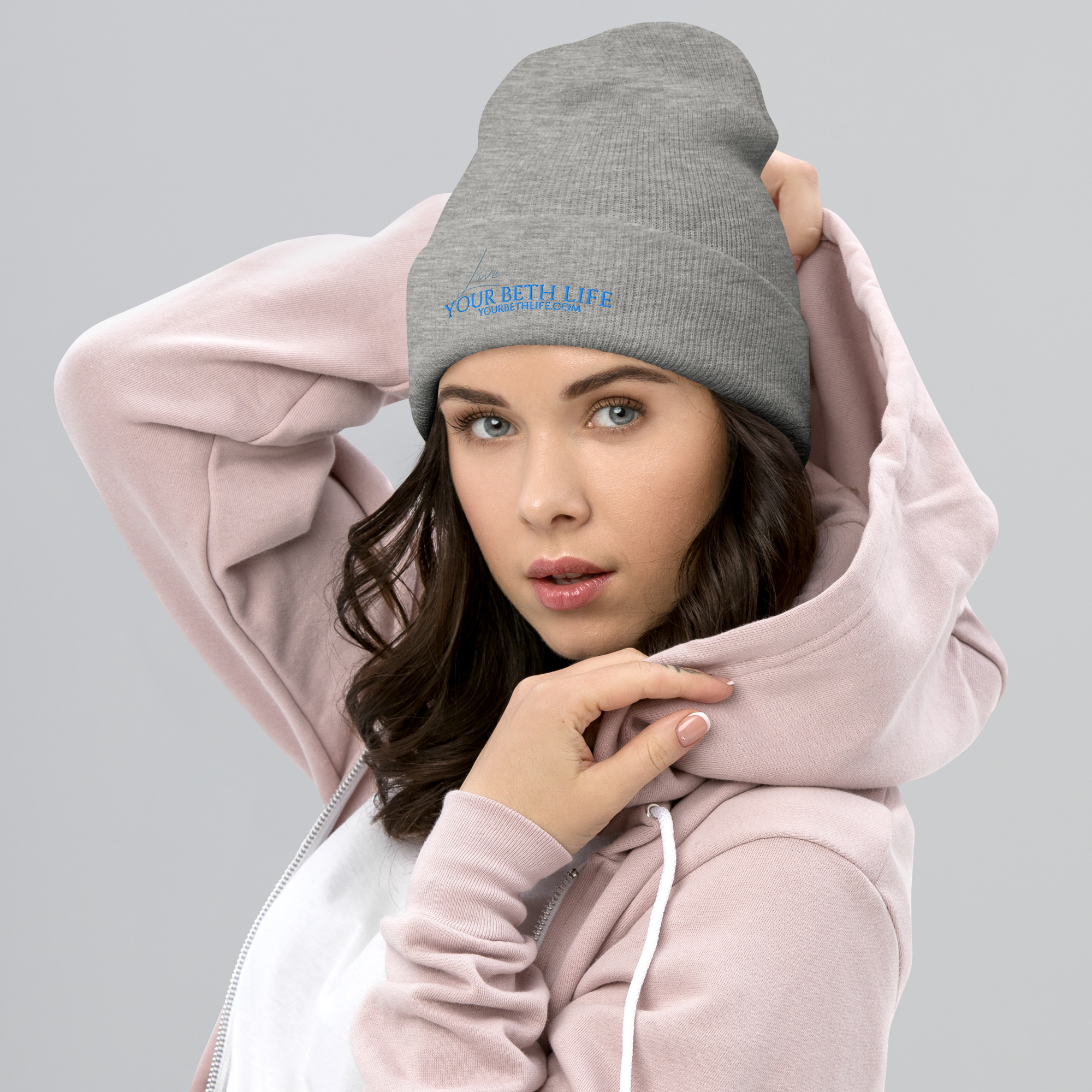 live your beth life embroidery cuffed beanie