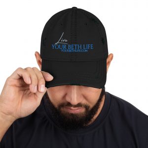 live your beth life embroidery distressed dad hat