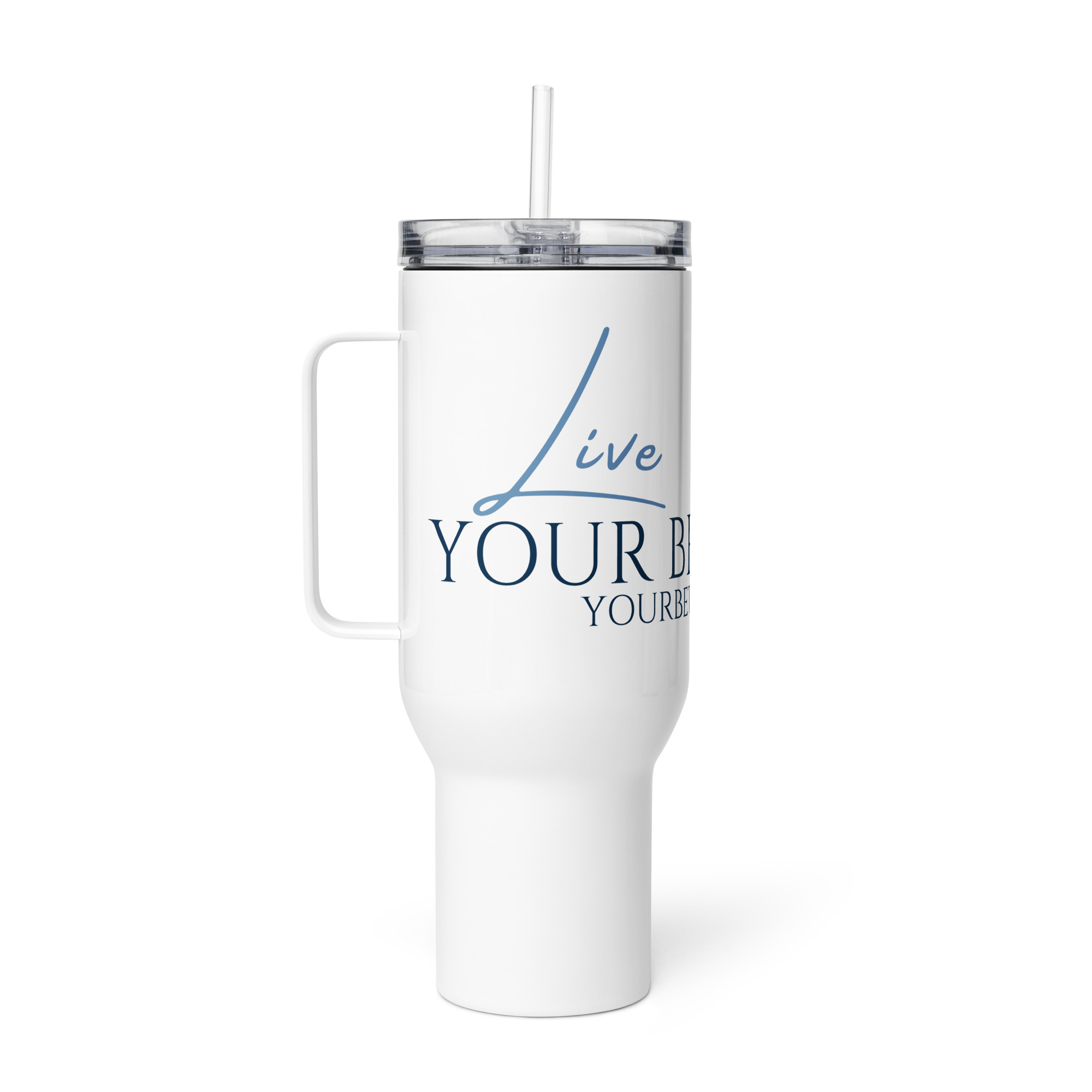 live your beth life travel mug with a handle live your beth life travel mug with a handle